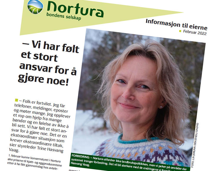 Styreleder Trine Hasvang Vaag i utvidet Eierbrev fredag 18. februar til alle eierne i Nortura Styreleder Trine Hasvang Vaag i utvidet Eierbrev fredag 18. februar til alle eierne i Nortura
