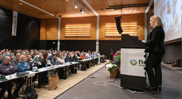 Styreleder Trine Vaag foran årsmøtesalen. Foto: Håvard Simonsen, Faktotum Styreleder Trine Vaag foran årsmøtesalen. Foto: Håvard Simonsen, Faktotum