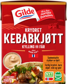 Gilde krydret kebabkjøtt av kylling og får